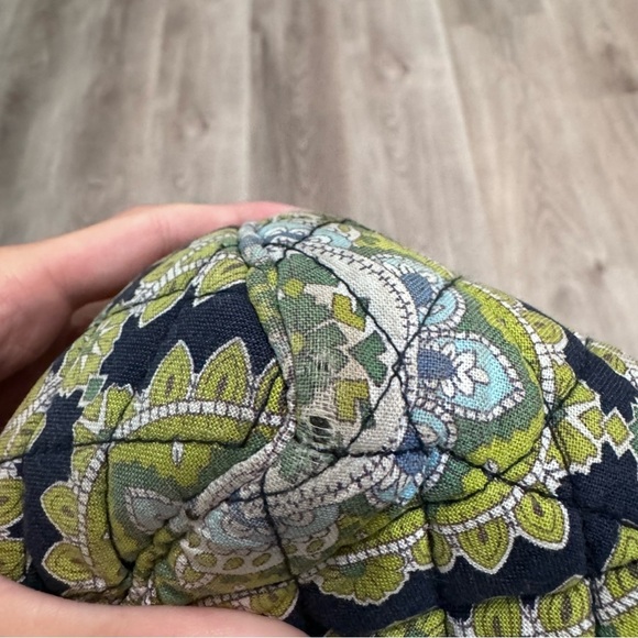 Vera Bradley Quilted Mini Backpack Purse Green Navy Blue - Picture 6 of 8